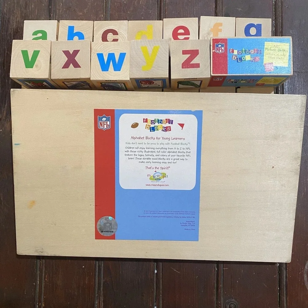 Licensed NFL Green Bay Packers‎ Wood Alphabet ABC Picture Stacking Blocks